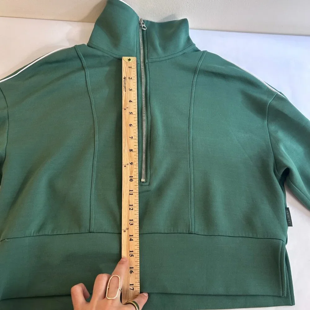 Varley Cropped Quarter-Zip Sweatshirt in Teal Green - Picture 4 of 10